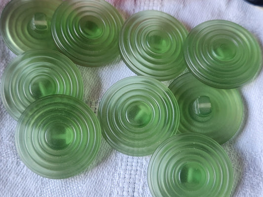 Lot 9  gros boutons vintage vert mat spirale pied 2,7 cm ref 2117