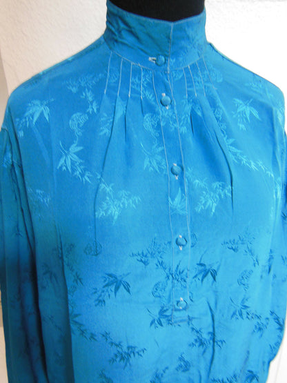 Pur vintage haut tunique Cacharel bleu paon lumineux 40/42? ref PORT
