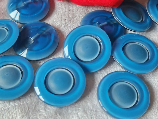Lot 6 boutons vintage à pied bleu travaillé 2,2 cm ref 521