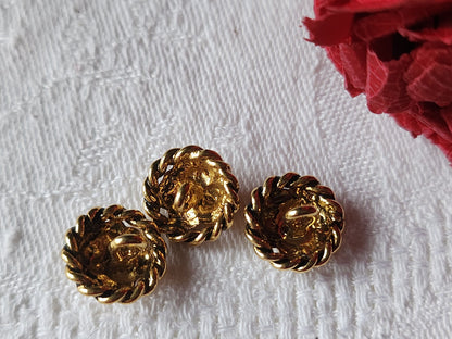 Trio mini boutons vintage en métal tete de lion 1,2 cm G16J