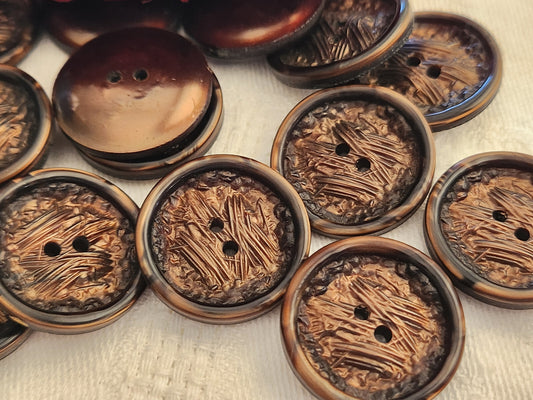 Lot 7 boutons vintage marron métallisé trous 2,2 cm ref 266