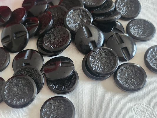 Lot 15 boutons vintage noir lumineux à pied 1,9 cm ref 6219