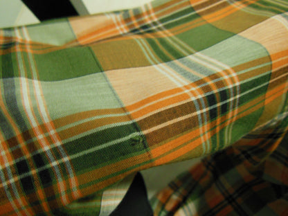 Pur vintage ancienne chemise à carreaux vert orange T38? col  B4