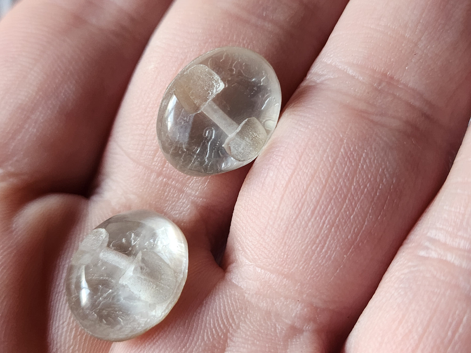 Collection duo boutons vintage en nacre 1,2 sur 1,5 à pied G8B
