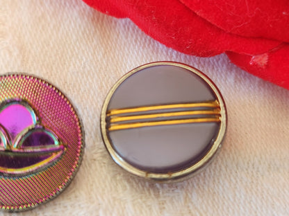 Duo boutons anciens en verre vintage violet   1,7 cm G11D