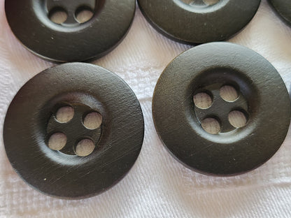 Lot 6 énormes boutons vintage en bois vert trés foncé 3,3 cm ref 2039