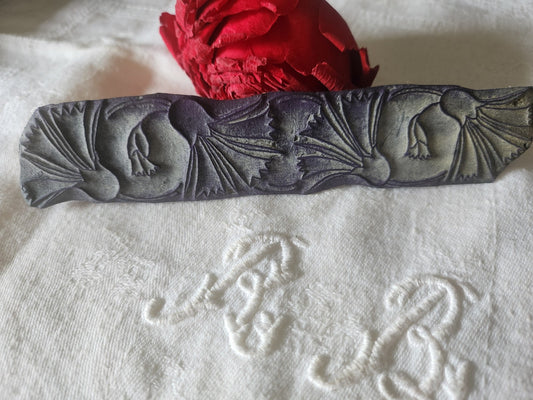 Tampon ancien sans support frise broderie collection bleuet fleur   n°34-2
