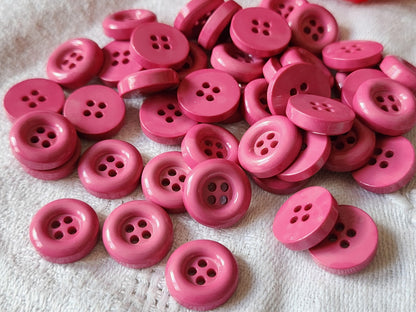 Lot 30  boutons vintage camaieu rose épais trous 1,2 cm ref 0048