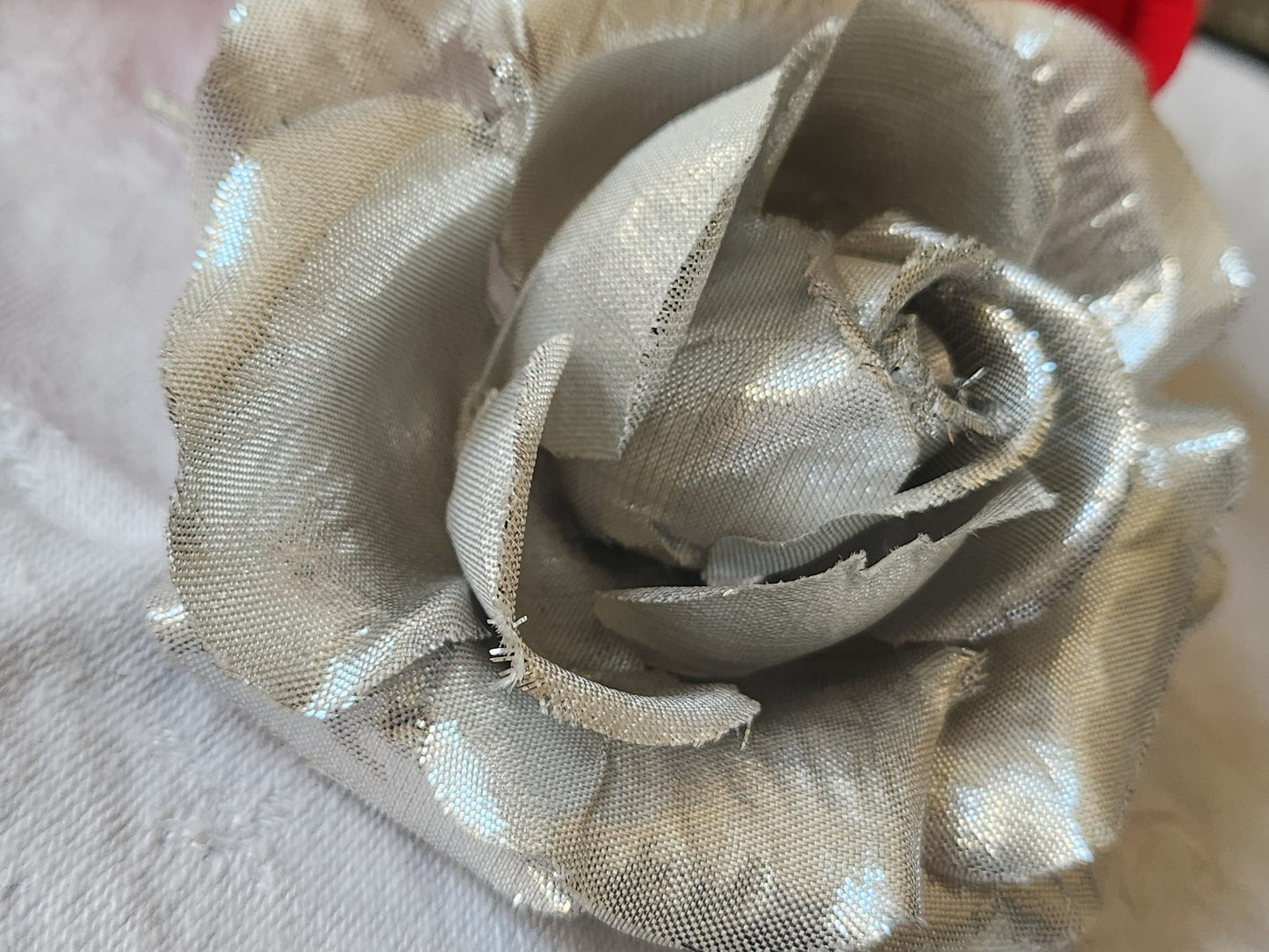Grosse fleur ancienne argentée sur broche chapeau 9,5 cm T0-21
