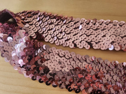Ceinture ancienne vintage sequin rose legerement elastique B8