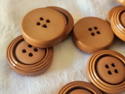 Lot 6 boutons vintage marron épais mat trous  2,2 cm ref 6114