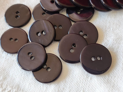 Lot 12 boutons vintage en nacre noir bleuté violet à trous 1,8 cm ref 2019