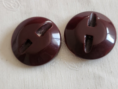 duo gros boutons vintage inclusion lie de vin e pied  3,3 cm ref 6377