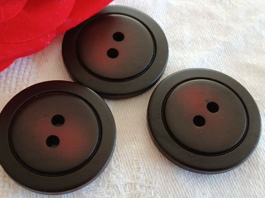 Trio gros boutons vintage rouge foncé trous  3,3 cm ou 33 mm ref 6492