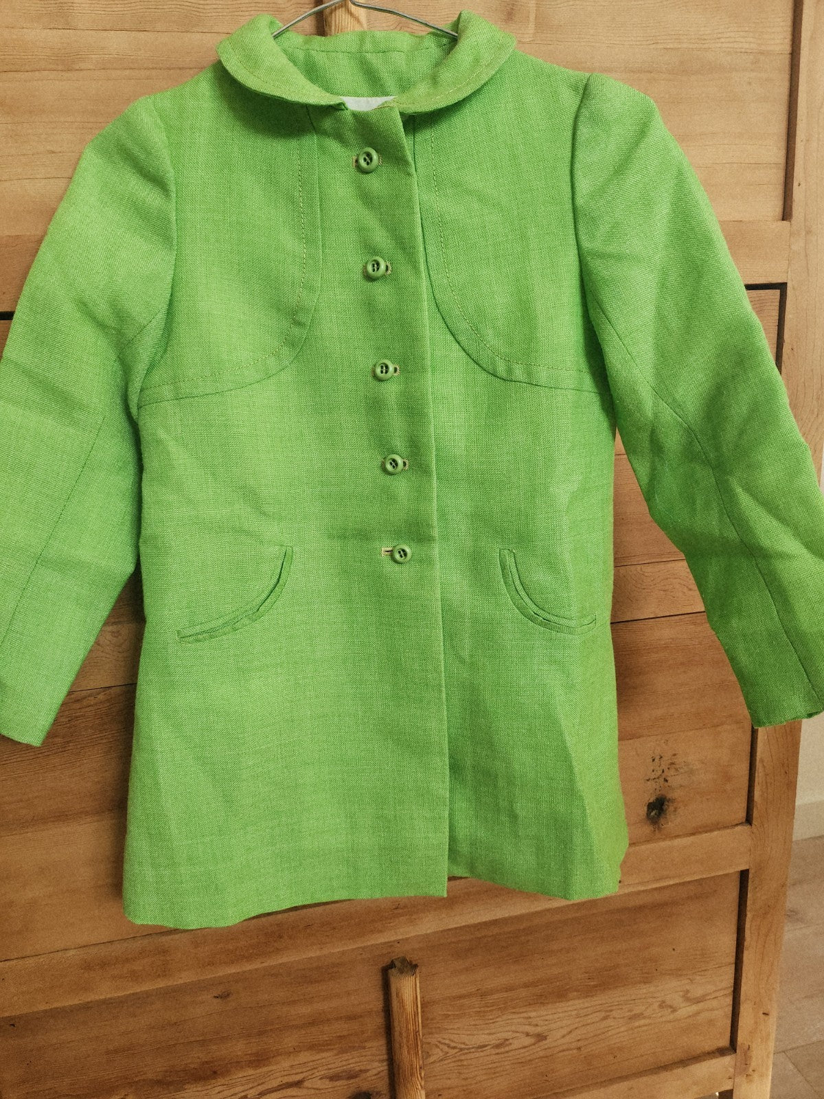 Ancienne veste vintage manteau enfant vert jamais porté comme neuve ref portant
