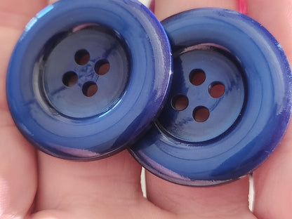 Lot 6 gros boutons vintage bleu  trous  3,3 cm manteaux ref 211