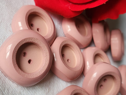 Lot 6 gros et épais boutons vintage rose 2,6  cm lourd ref 2351