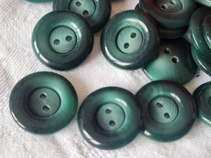 Lot 20 boutons vintage vert veiné doré trou 1,8 cm ref 4856