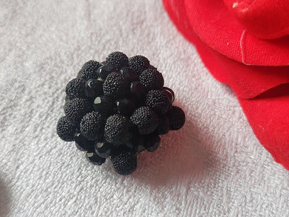 Bouton vintage parurier collection resine perle noir bijoux  2,5 cm D13E