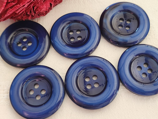 Lot 6 gros boutons vintage bleu  trous  3,3 cm manteaux ref 211