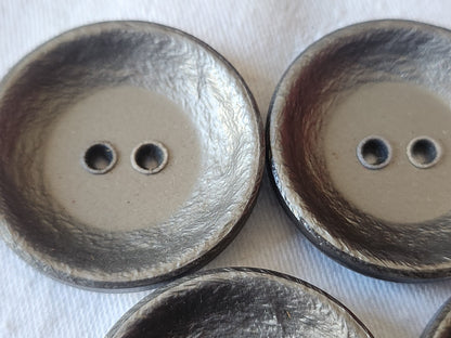 Lot 7 énormes  boutons vintage gris argenté 4 cm manteau ref 504