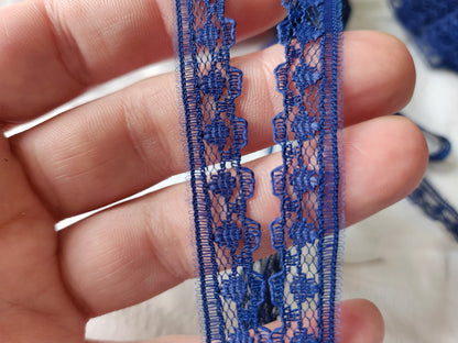 Dentelle vintage bleu synthetique 5 mètres sur 1 cm A3