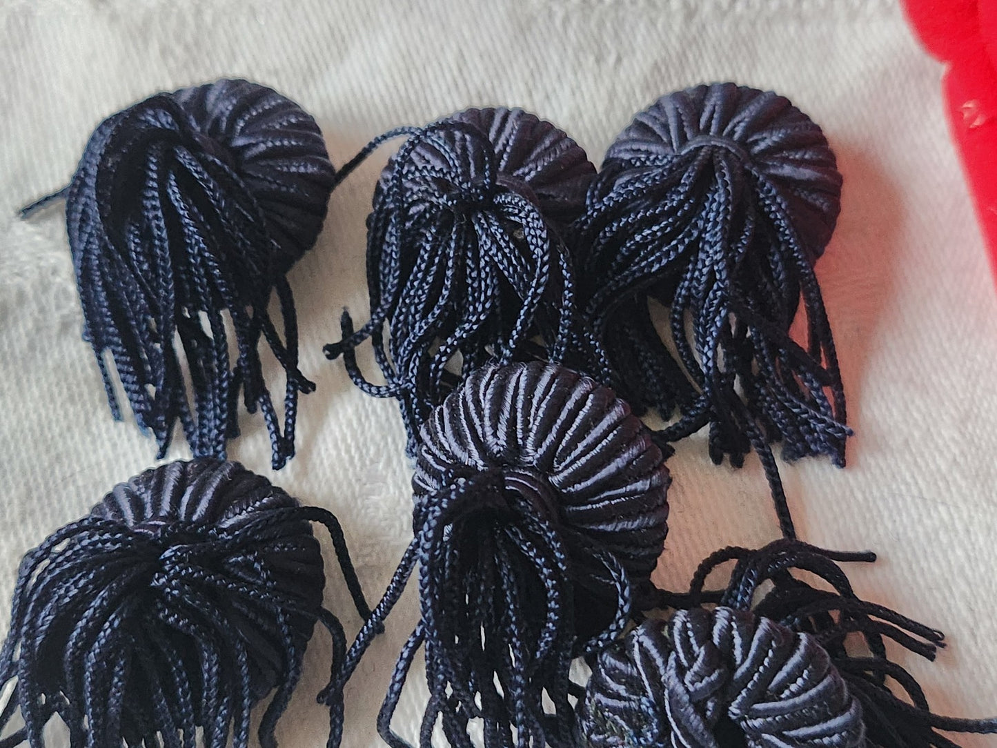 Lot 6 boutons anciens vintage passementerie bleu pendant 2,1 cm ref 5331