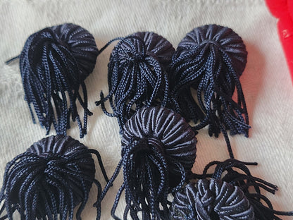 Lot 6 boutons anciens vintage passementerie bleu pendant 2,1 cm ref 5331