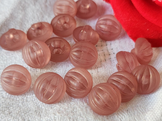 Lot 16 boutons vintage rose bord mat bombé pied 1,1 cm ref 6113