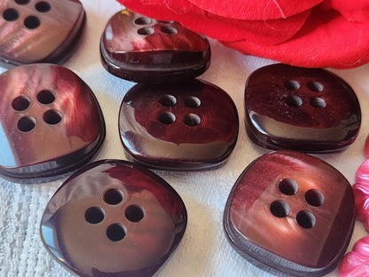 Lot 6 gros boutons vintage rouge scintillant épais  2,5 cm ref 2515
