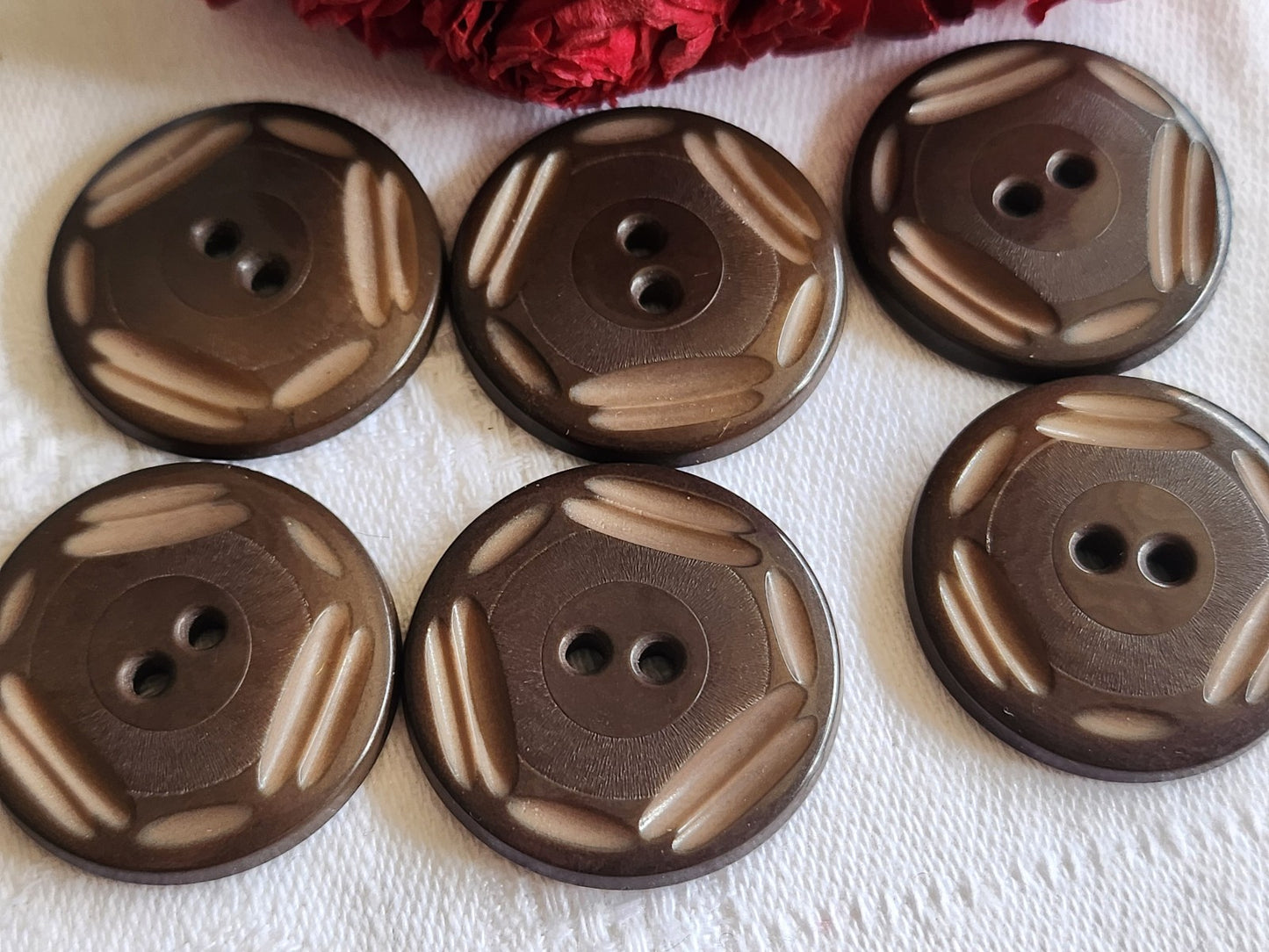 Lot 6 gros boutons anciens en corozo collection diamètre 2,7 cm ref 1247