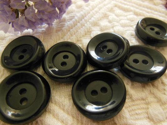 Lot 6 boutons vintage noir 2 trous diamètre: 2,1 cm ref 2546