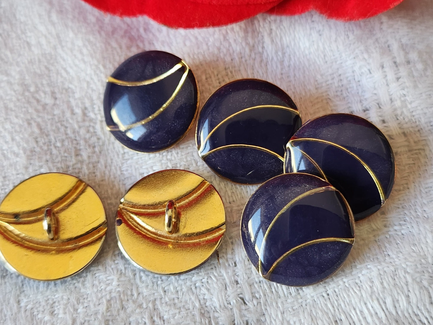 Lot 6  boutons en métal bicolore violet deux tons 1,5 cm ref 915