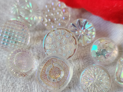 Lot 10 boutons anciens en verre irisé mordoré   panaché 1,1 à 1,3 cm ref 6128