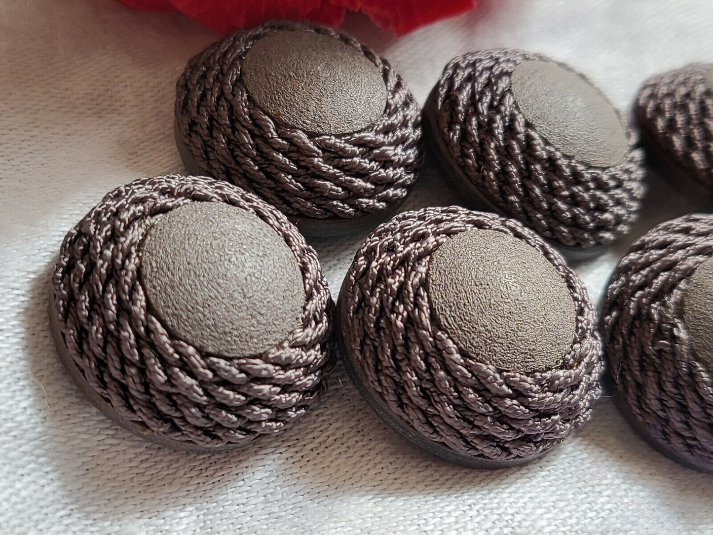 Lot 6 boutons vintage gris pourtour passementerie pied  2,1 cm ref 3495