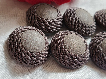 Lot 6 boutons vintage gris pourtour passementerie pied  2,1 cm ref 3495