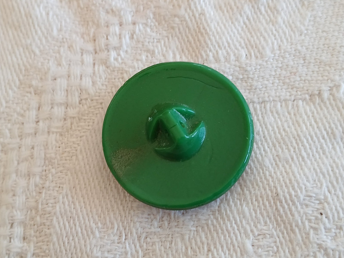 Ancien bouton en verre argenté vert strié 2,2 cm ou 22 mm D16C