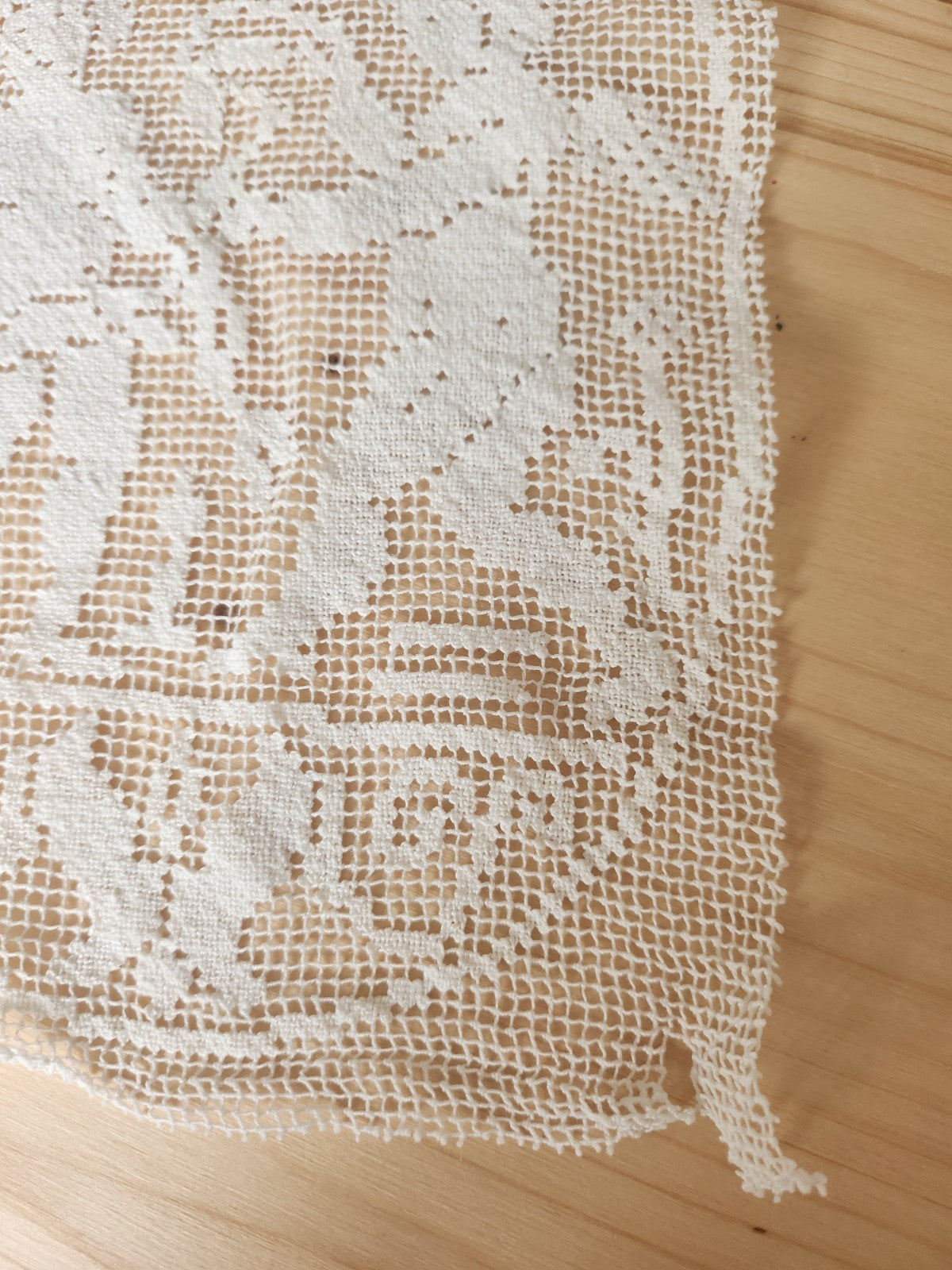 Grande application ancienne ange angelot dentelle incrustation B8