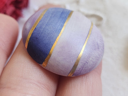Enorme bouton vintage céramique parurier collection 3,3 cm pied violet G2O