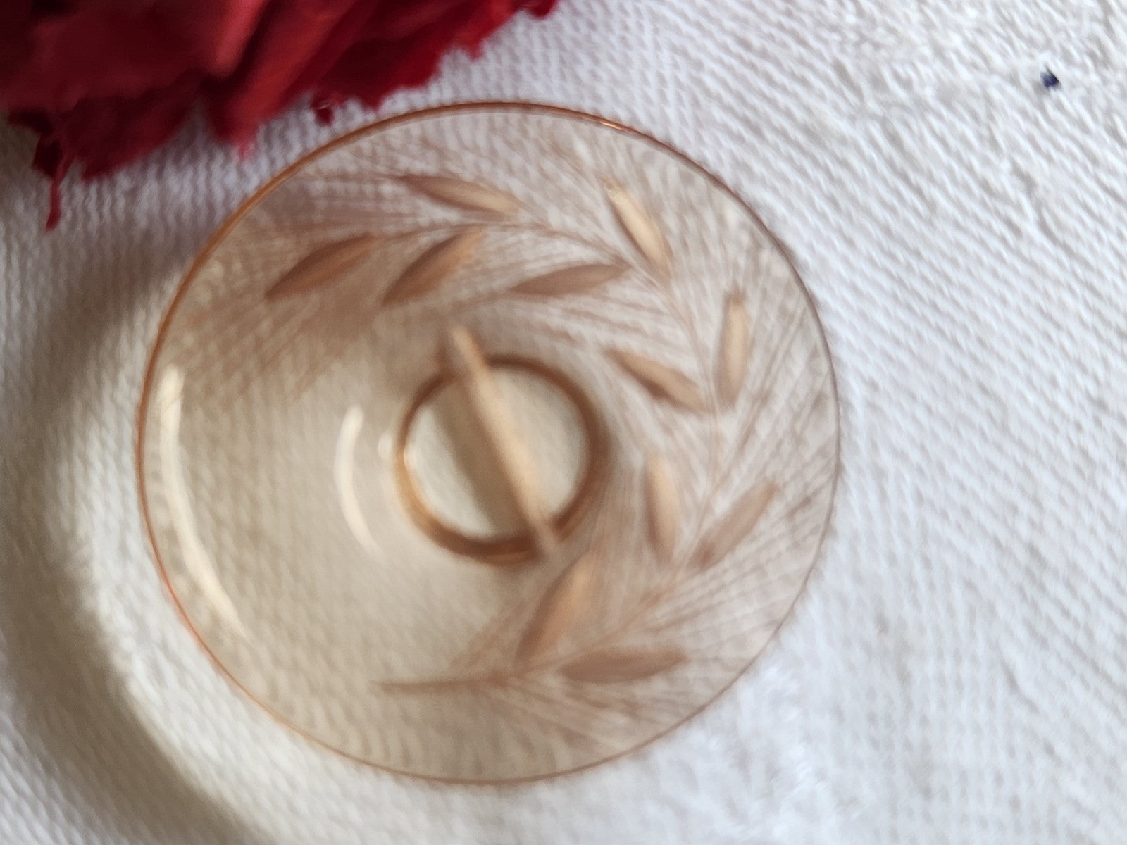 Gros bouton ancien lucite plexis épis de blé à pied  3,1 cm D14K