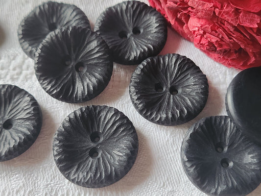 Lot 6 jolis bouton vintage noir  gros  2,6 cm à tou travaillé ref 2418