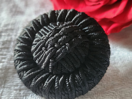 Gros bouton ancien en  passementerie noir superbe finition 3,1 cm ref 3959 **