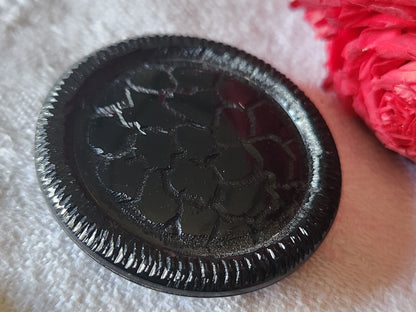 Gros bouton vintage noir effet craquelé à pied 3,8 cm ou 38 mm ref 4838