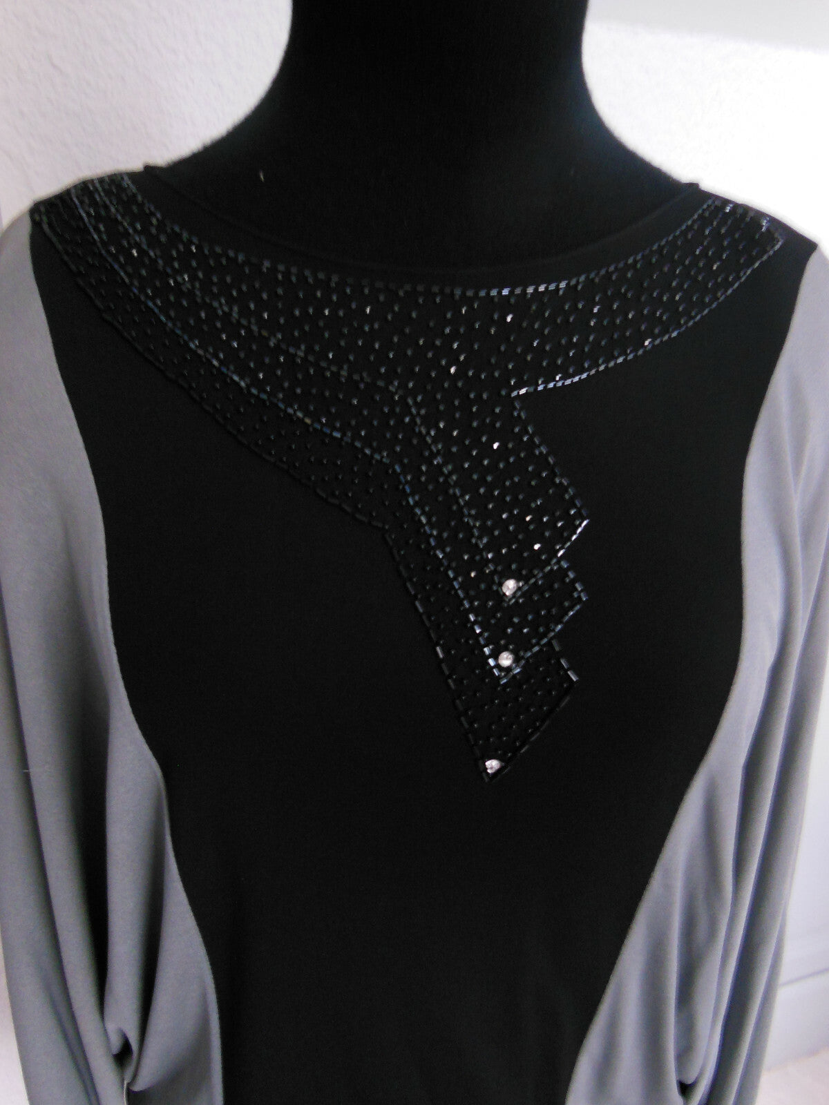Pur vintage robe année 80 gris noir perle en verre T38/40  B4