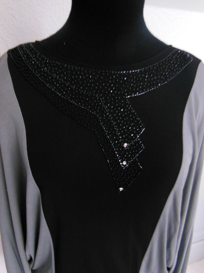 Pur vintage robe année 80 gris noir perle en verre T38/40  B4