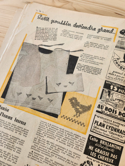 Le petit echo de la mode 1952 n°8 motif au crochet sur lainage  couvre théière
