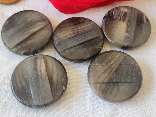 Lot 5 gros boutons vintage marron mat/ lumineux  2,8 cm pied ref 4816