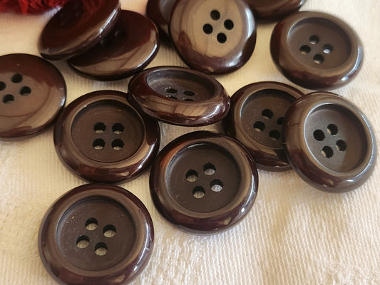 Lot 11 boutons vintage marron bord à trous 2,1 cm ref 796