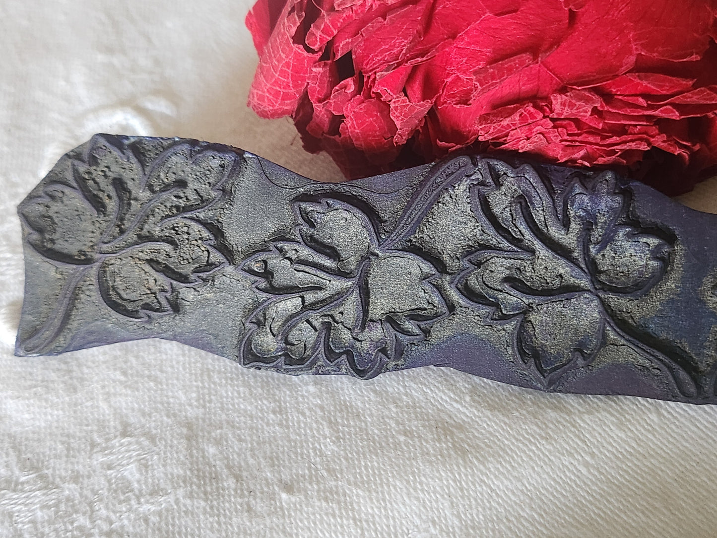Tampon ancien sans support frise idéal broderie collection feuillage long n°10