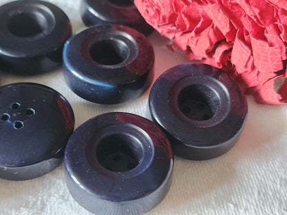 Lot 5 gros boutons vintage  bleu trés haut 2,5 cm trous lourd ref 3377